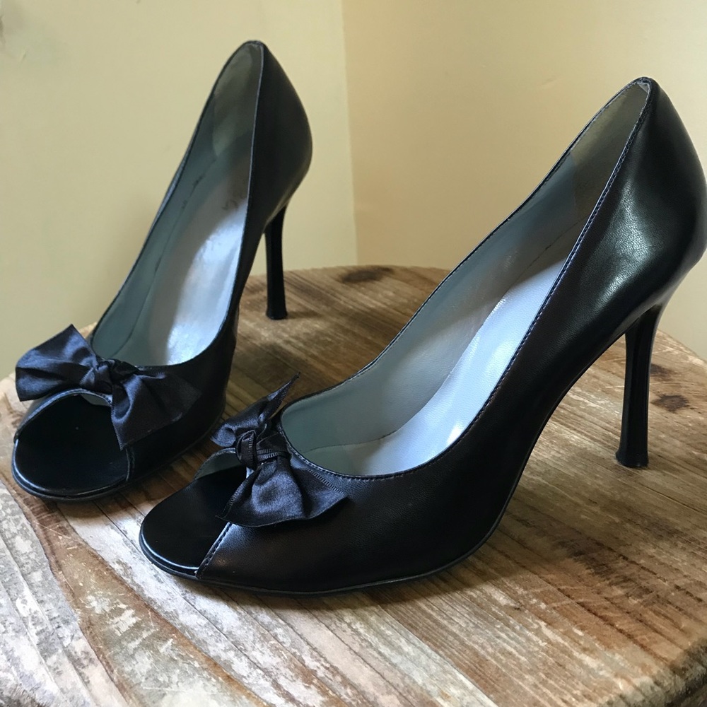 BCBG Peekaboo Black Stilettos